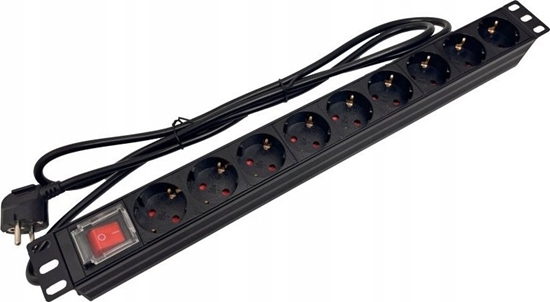 Picture of Alantec Listwa zasilajca 19" 230V - 9 gniazd (typu F - CEE 7/3 schuko), z wycznikiem LED, kabel 1,8m CEE 7/7 (PZ023)