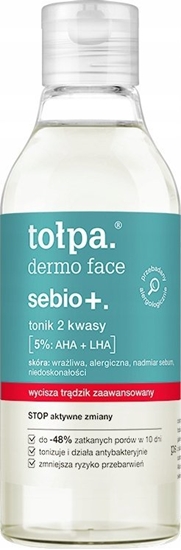 Изображение Alkotest Dermo Face Sebio+ Tonik wyciszajcy trdzik 2 kwasy 5%: AHA + LHA 200ml