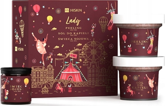 Picture of Alkotest HISKIN_SET Lady peeling do ciala 200ml + sól do kpieli 200ml + wieca sojowa 100ml