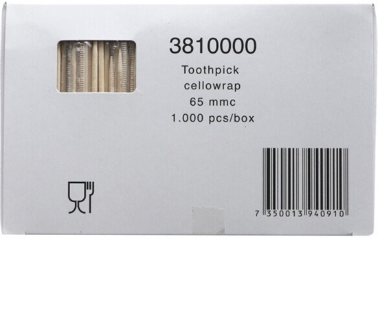 Picture of Antalis Tandstik 65 mm Spids i begge ender Enkeltpakket Træ i Cellofan,1000 stk/pk