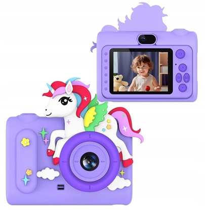 Picture of Aparat Cyfrowy 40mp Kamera Hd Obiektyw Selfie Dla Dziecka Gry Mp3 / Xrec H05 / Fioletowy Jednoroec