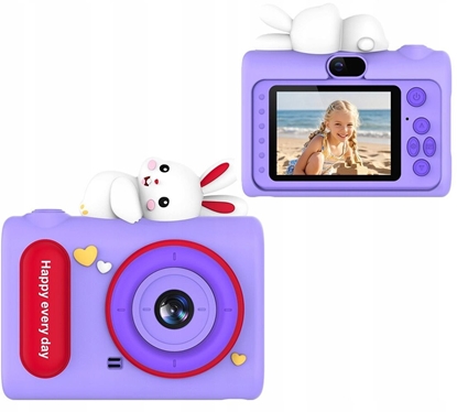 Picture of Aparat Cyfrowy 40mp Kamera Hd Obiektyw Selfie Dla Dziecka Gry Mp3 / Xrec H05 / Fioletowy Królik