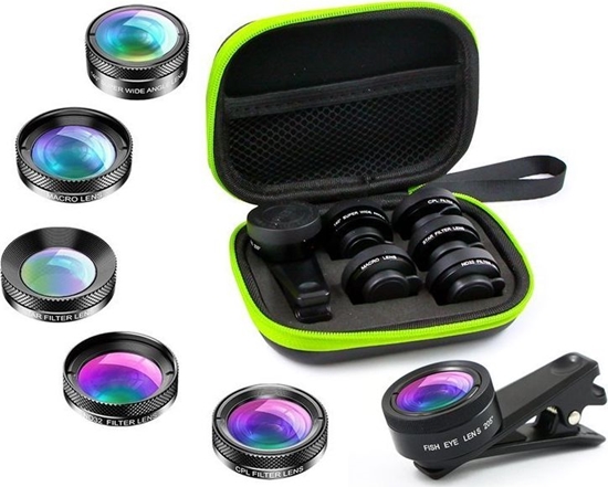 Изображение Apexel APL-DG6 Zestaw 6 Obiektywów soczewek do telefonu + pokrowiec uniwersalny