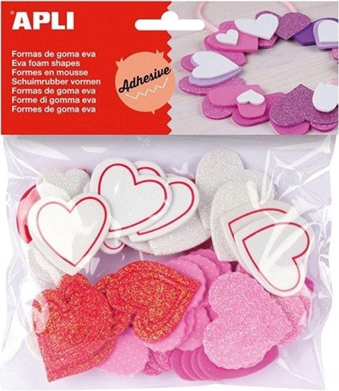 Picture of Apli Naklejki APLI Eva, z brokatem, serce, 52 szt.