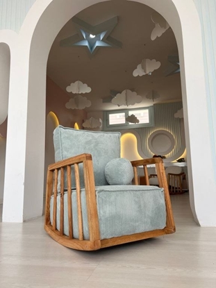 Picture of Asir Drewniany fotel bujany Sallanan, grab, 72 x 63 x 50 cm, nieb