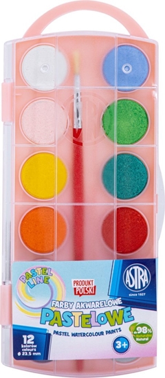 Изображение Astra Farby akwarelowe pastelowe wodne 23,5mm 12kol + pdzel ASTRA