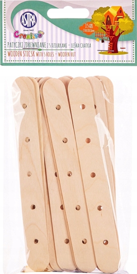Изображение Astra Patyczki z drewna 150x18x1,6mm 5 otw. Bajkowe dekoracje ASTRA Creativo 15 szt