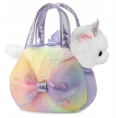 Attēls no AURORA Fancy Pals plush toy cat in a bag, 20 cm