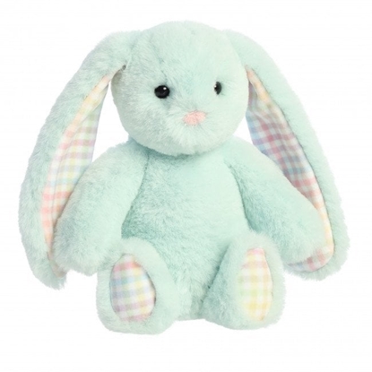Picture of AURORA Rainbow Gingham Bunnies Plush Mint Bunny, 18 cm