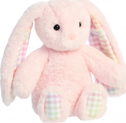Attēls no AURORA Rainbow Gingham Bunnies Plush Pink Bunny, 18 cm