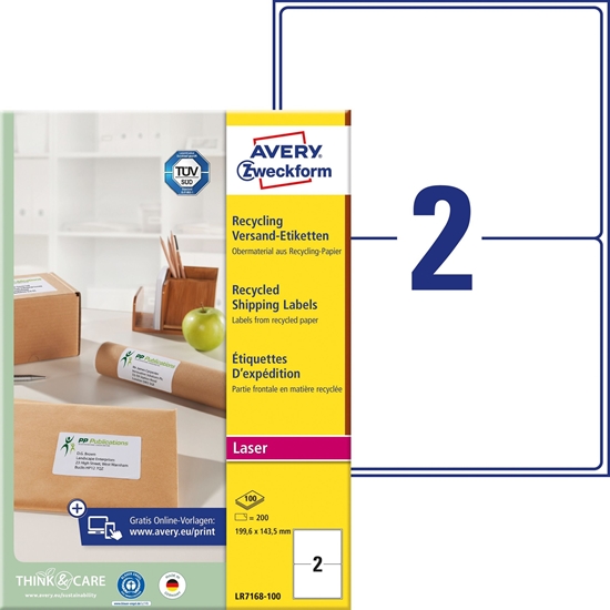 Изображение AVERY Avery QuickPEEL, White, A4, 199.6 mm, 143.5 mm, 200 pc(s), 100 sheets