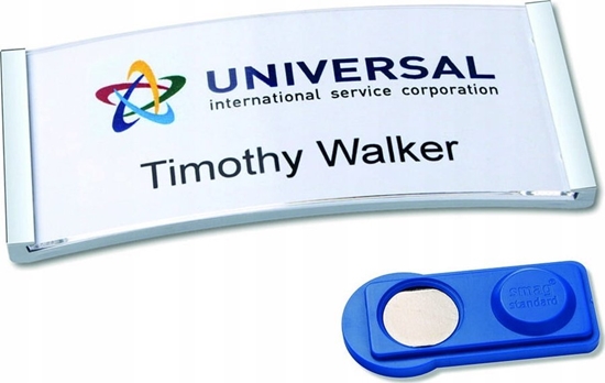 Picture of AVERY Navneskilt Badgepoint® 70x30 mm, Polar® Medarbejderskiltesæt, skilte med rustfri stålramme, akrylglas og printbare indstik - 10 skilte inkl. 36 indstik