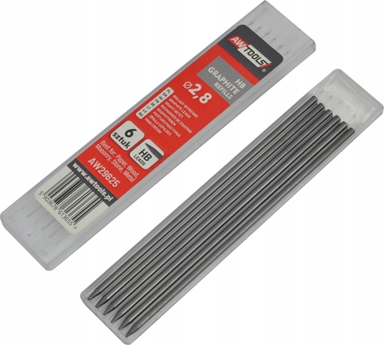 Изображение AWTools AW WKADY WYMIENNE GRAFITOWE CZARNE HB DO OÓWKA AUTOMATYCZNEGO kpl. 6szt.