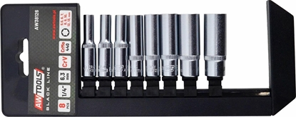Изображение AWTools AWTOOLS ZESTAW NASADEK DUGICH 1/4" KOMPLET 8cz. / BL