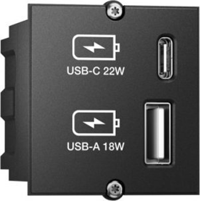 Attēls no Bachmann Custom Module USB Charger Module Type A & Type C 22W, Quickcharge, black
