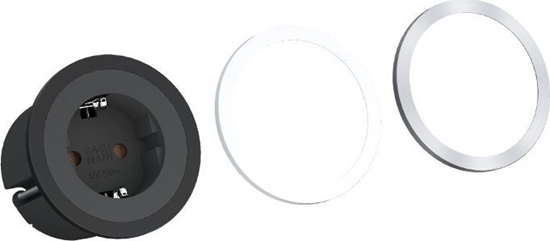 Picture of Bachmann PIX 1x earthing contact, with earthing contact and decorative rings in white, black and stainless steel look, 2 m