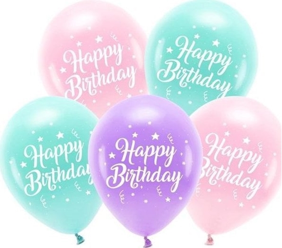 Picture of Balony Eco Happy Birthday róowy 26cm 5szt