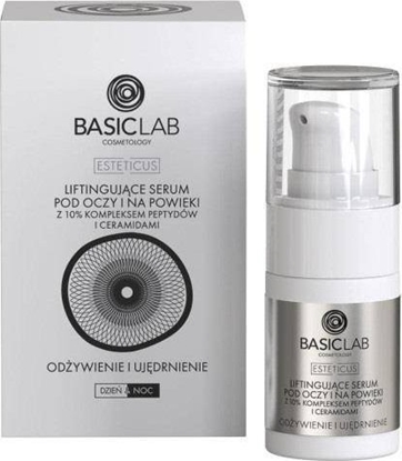 Attēls no Basiclab BasicLab Esteticus liftingujce serum pod oczy i na powieki 10% kompleks peptydów i ceramidów Odywienie i Ujdrnienie 15ml