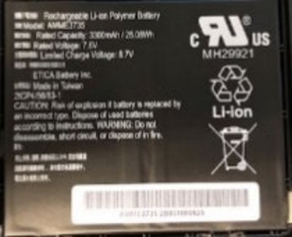 Attēls no Bateria Zebra Zebra BTRY-ET5X-8IN3-01, Battery, Zebra, ET51, ET56, Black, Lithium Polymer (LiPo), 3300 mAh