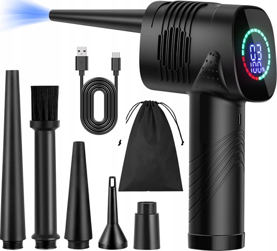 Picture of BEZSZCZOTKOWA DMUCHAWA DO SAMOCHODU, 3 POZIOMY PRDKOCI MOC 20-40W, BATERIA O POJMNOCI 2000mAh, 5 KOCÓKWEK, ADOWANIE TYPU C