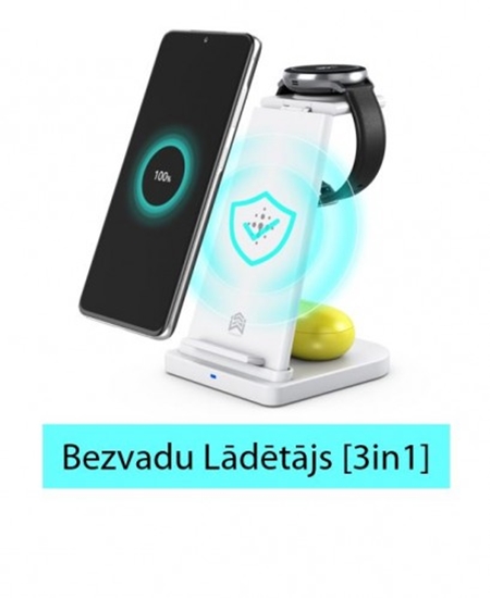 Picture of Bezvadu lādētājs [3in1] Android telefoniem, Buds austiņām un Watch pulksteņiem.