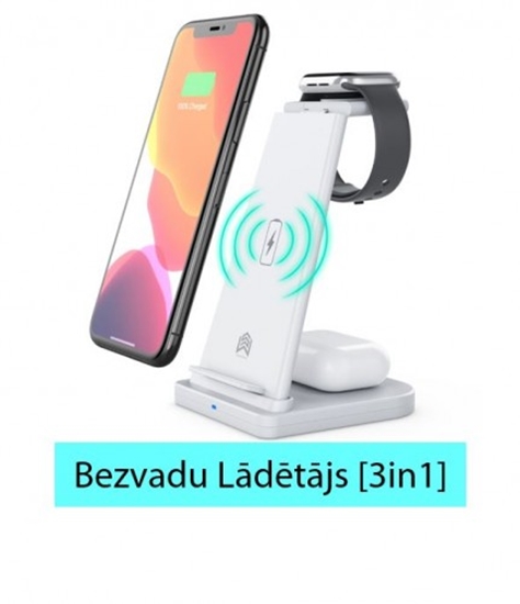 Picture of Bezvadu lādētājs [3in1] Apple telefoniem, Airpods austiņām un iWatch pulksteņiem.