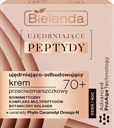 Attēls no Bielenda Ujdrniajce Peptydy 70+ Ujdniajco-Odbudowujcy  Krem przeciwzmarszczkowy na dzie i noc 50ml