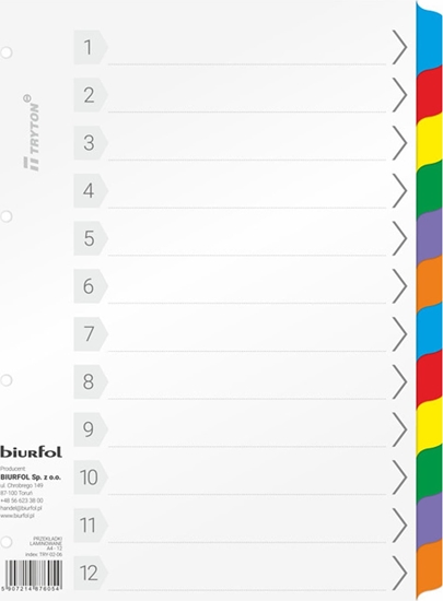 Picture of Biurfol Przekadki kartonowe Biurfol A4 12 kart