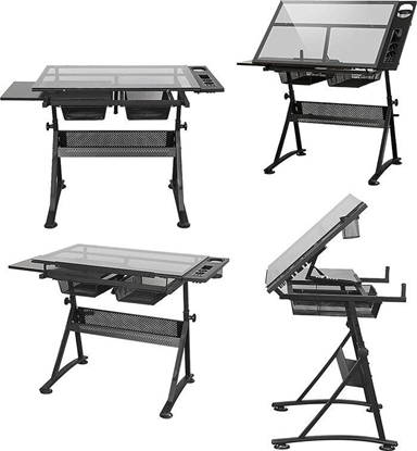 Изображение Biurko DNA DNA PRO DESK 1 biurko stó krelarski z szufladami szko hartowane 120x60 cm