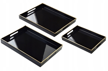 Picture of BLANCHE BLACK Komplet 3 Tac dekoracyjnych 40x30x4cm/35x25x3,5cm/30x20x3,5cm