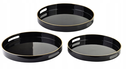 Picture of BLANCHE BLACK Komplet 3 Tac Dekoracyjnych okrge 38x38x4cm/35x35x4cm/33x33x3,5cm