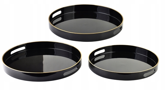 Picture of BLANCHE BLACK Komplet 3 Tac Dekoracyjnych okrge 38x38x4cm/35x35x4cm/33x33x3,5cm