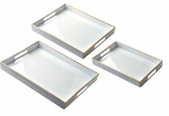 Picture of BLANCHE WHITE Komplet 3 Tac Dekoracyjnych 40x30x4cm/35x25x3,5cm/30x20x3,5cm