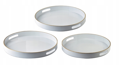 Picture of BLANCHE WHITE Komplet 3 Tac Dekoracyjnych okrge 38x38x4cm/35x35x4cm/33x33x3,5cm