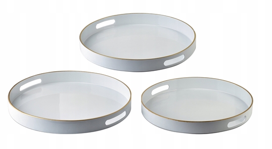 Picture of BLANCHE WHITE Komplet 3 Tac Dekoracyjnych okrge 38x38x4cm/35x35x4cm/33x33x3,5cm