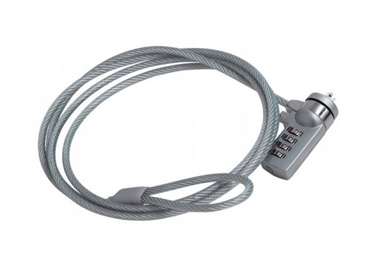 Picture of Blokada kablowa Q-CONNECT, do monitora/laptopa, na zamek szyfrowy, 1,8m, szara