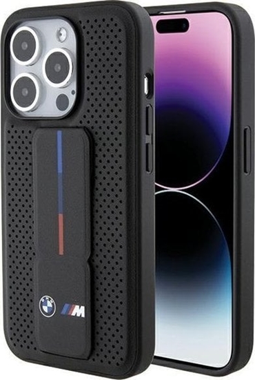 Изображение BMW BMHCP15XGSPPRK iPhone 15 Pro Max 6.7" czarny/black hardcase Grip Stand Smooth & Perforated