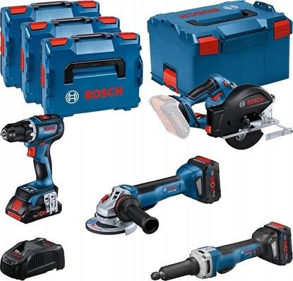 Изображение BOSCH.COMBO SET 18V (GSR 18V-90C +GWS 18V-15 PSC +GKM 18V-50 +GGS 18V-23 PLC) 1xPC4.0Ah 2xPC5.5Ah ...