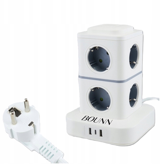 Picture of BOUNN listwa zasilajÄca przeciwprzepiÄciowa 11 gniazd 3xUSB 1,5m