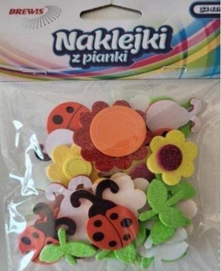 Изображение BREWIS Naklejki z pianki - kwiatki i biedronki 32szt