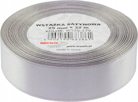 Picture of BREWIS Wstka satynowa BREWIS 25mm/32mm kolor 179 popielaty Brewis