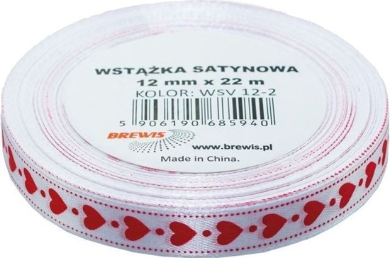Picture of BREWIS Wstka satynowa serca 12mm kolor 2 Brewis