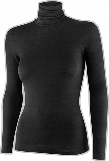 Picture of Brubeck LS1627W Koszulka damska z golfem COMFORT MERINO czarny M