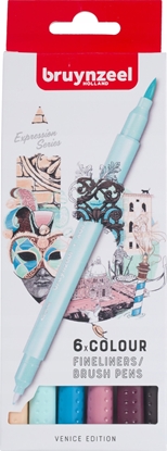Изображение BRUYNZEEL SAKURA Bruynzeel Fineliner/brush pen set Venice | 6 colours