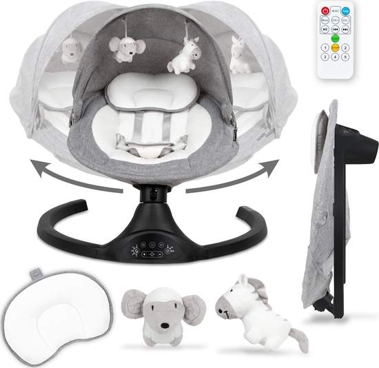 Picture of Bujaczek leaczek elektryczny 2w1 kidwell luxi z moskitier i bluetooth melange/black