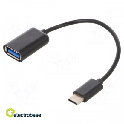 Изображение Cable; OTG,USB 2.0; USB A socket,USB C plug; 0.2m; black; bag