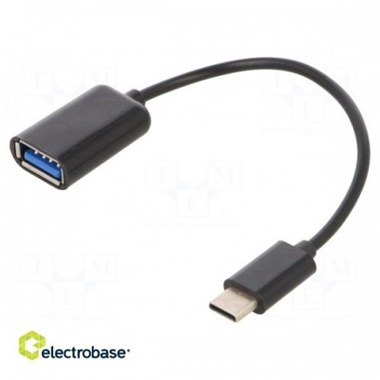 Изображение Cable; OTG,USB 2.0; USB A socket,USB C plug; 0.2m; black; bag