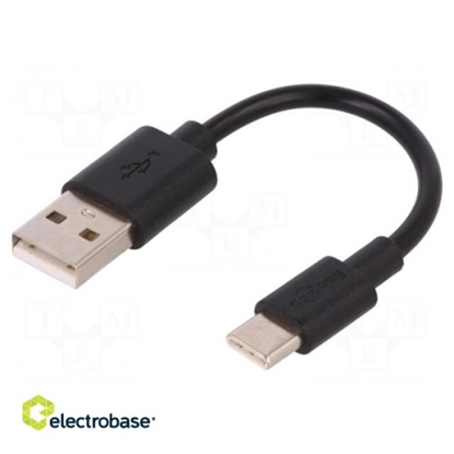 Изображение Cable; USB 2.0; USB A plug,USB C plug; 0.1m; black; Core: Cu