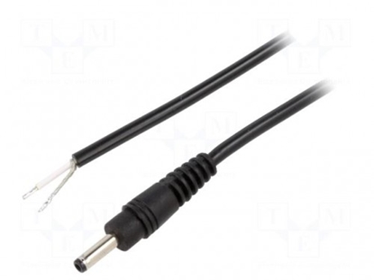Изображение Cable; wires,DC 1,3/3,5 plug; straight; 0.5mm2; black; 1.5m