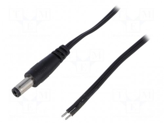 Изображение Cable; wires,DC 5,5/2,5 plug; straight; 0.5mm2; black; 1.46m
